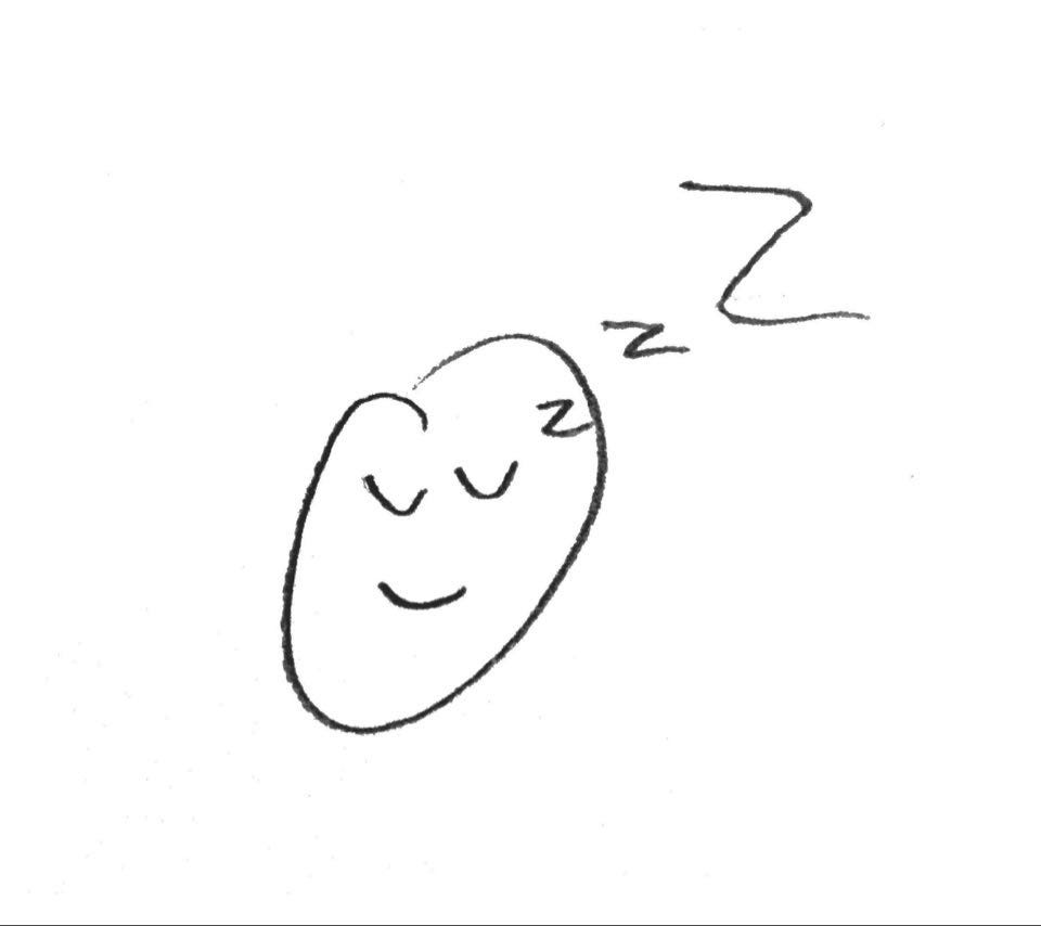 Stick figure head with "Z" written over it to indicate that it's sleeping