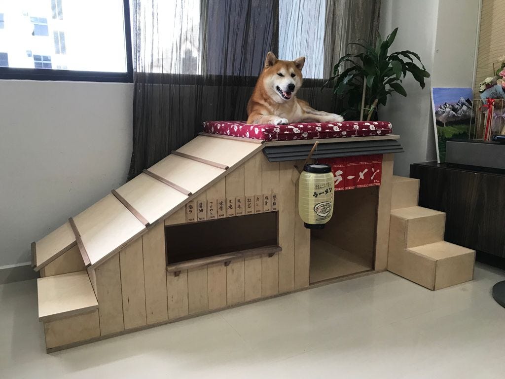 ramen shop themed dog house