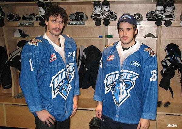 Witness the Saskatoon Blades' denim hockey jerseys in the flesh