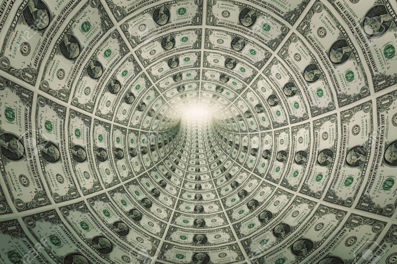 Tunnel Of Money, Dollars Towards Light. Conceptual Stock Photo, Picture And  Royalty Free Image. Image 36110109.