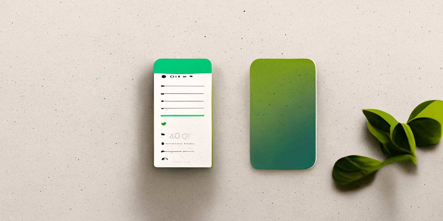 An abstract mobile mockup with green abstract task app UI