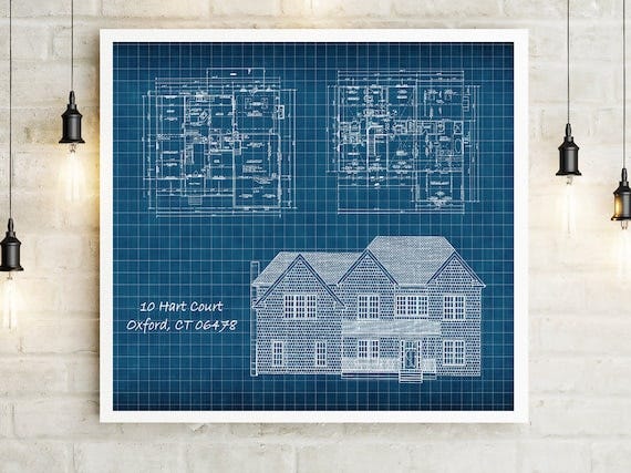 Personalized Wall Art Blueprint Portrait of Your House | Etsy