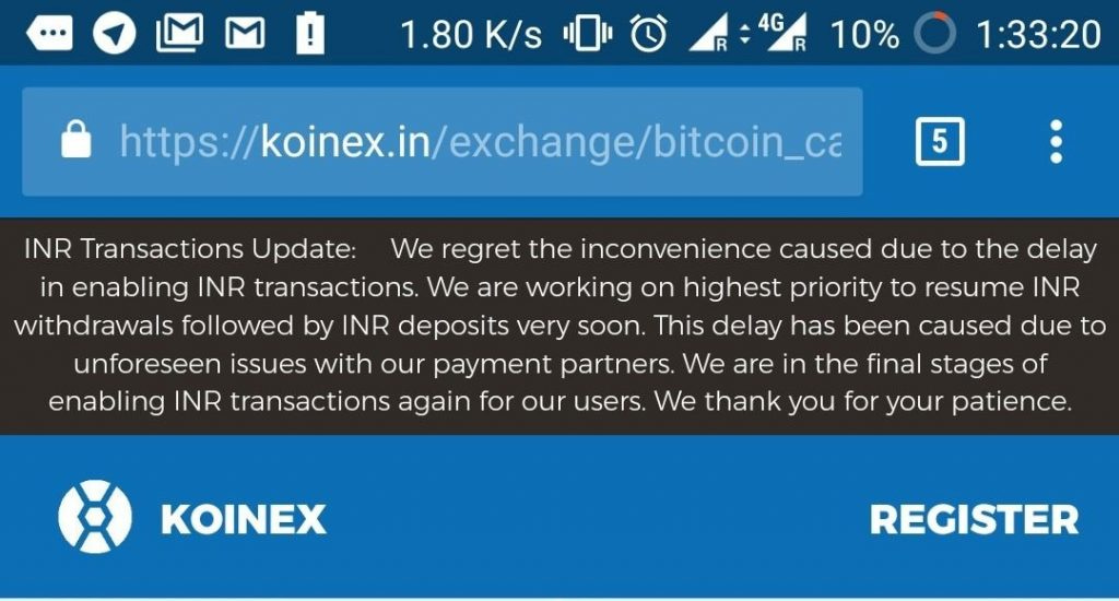 when will koinex start deposit and withdrawal