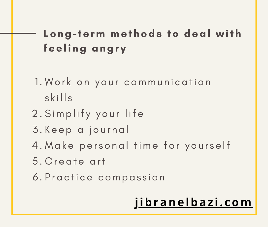 list with long-term methods to deal with feeling angry