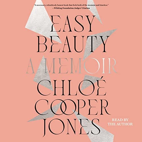 Audiobook cover of Easy Beauty. The large title appears in a curly font on a pink background.