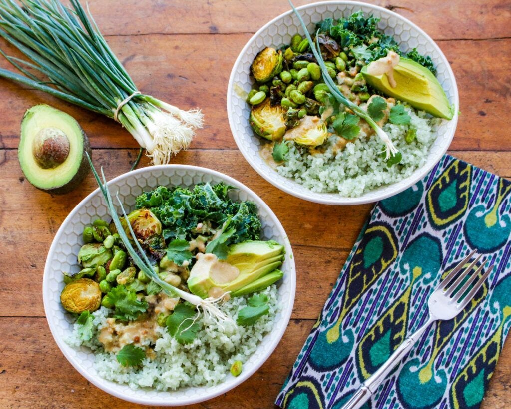 Jade Edamame Brussels Sprout Rice Bowl 