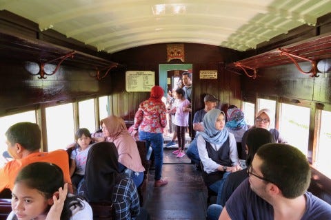 INDONESIA: Wooden train carriages
