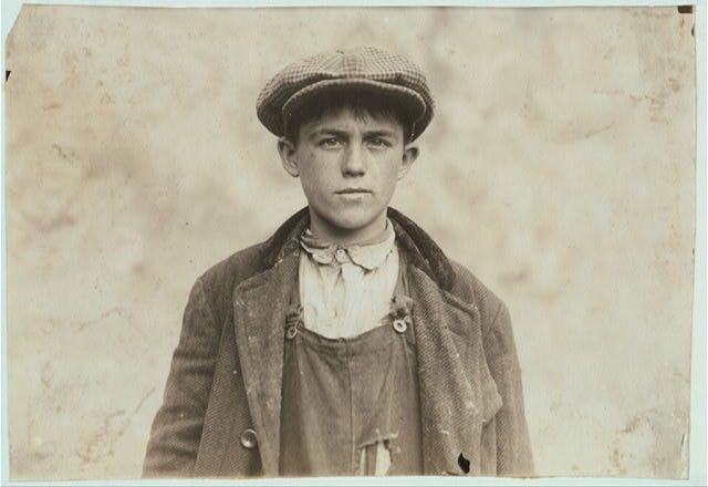 James Donovan - Irish Sweeper in Fall River Iron Works. Said he was 17 years.  Location: Fall River, Massachusetts