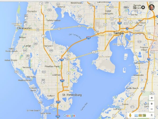 Map of Pinellas County, St. Petersburg, and Beaches