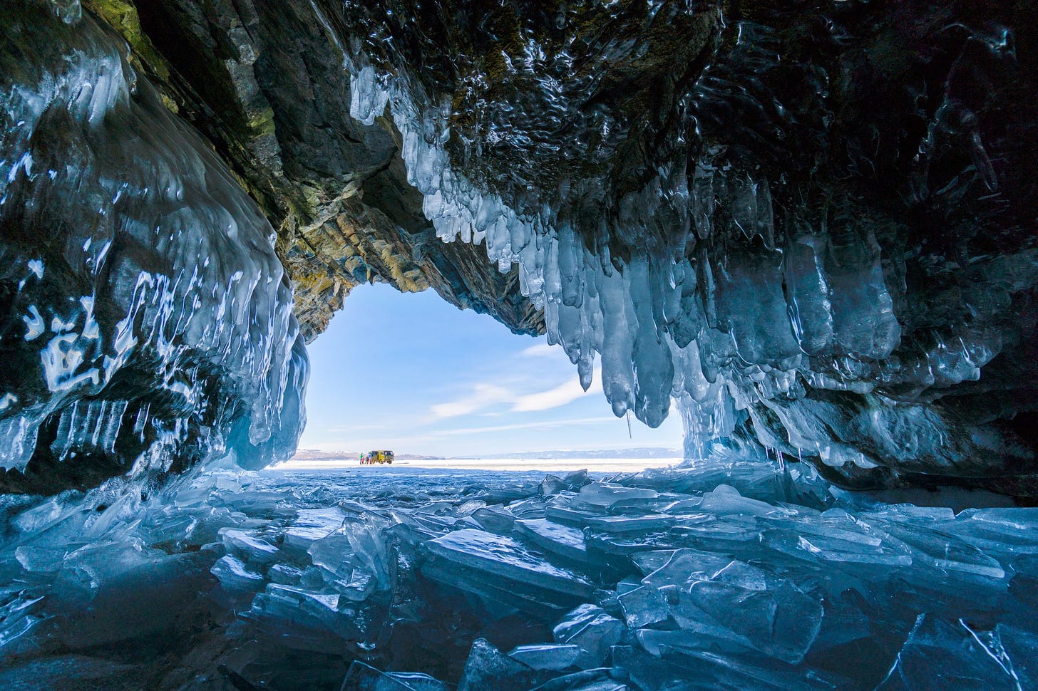 Ice cave in Lake Baikal in Russia