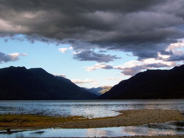 Storm clouds gather over the Sechelt Inlet.