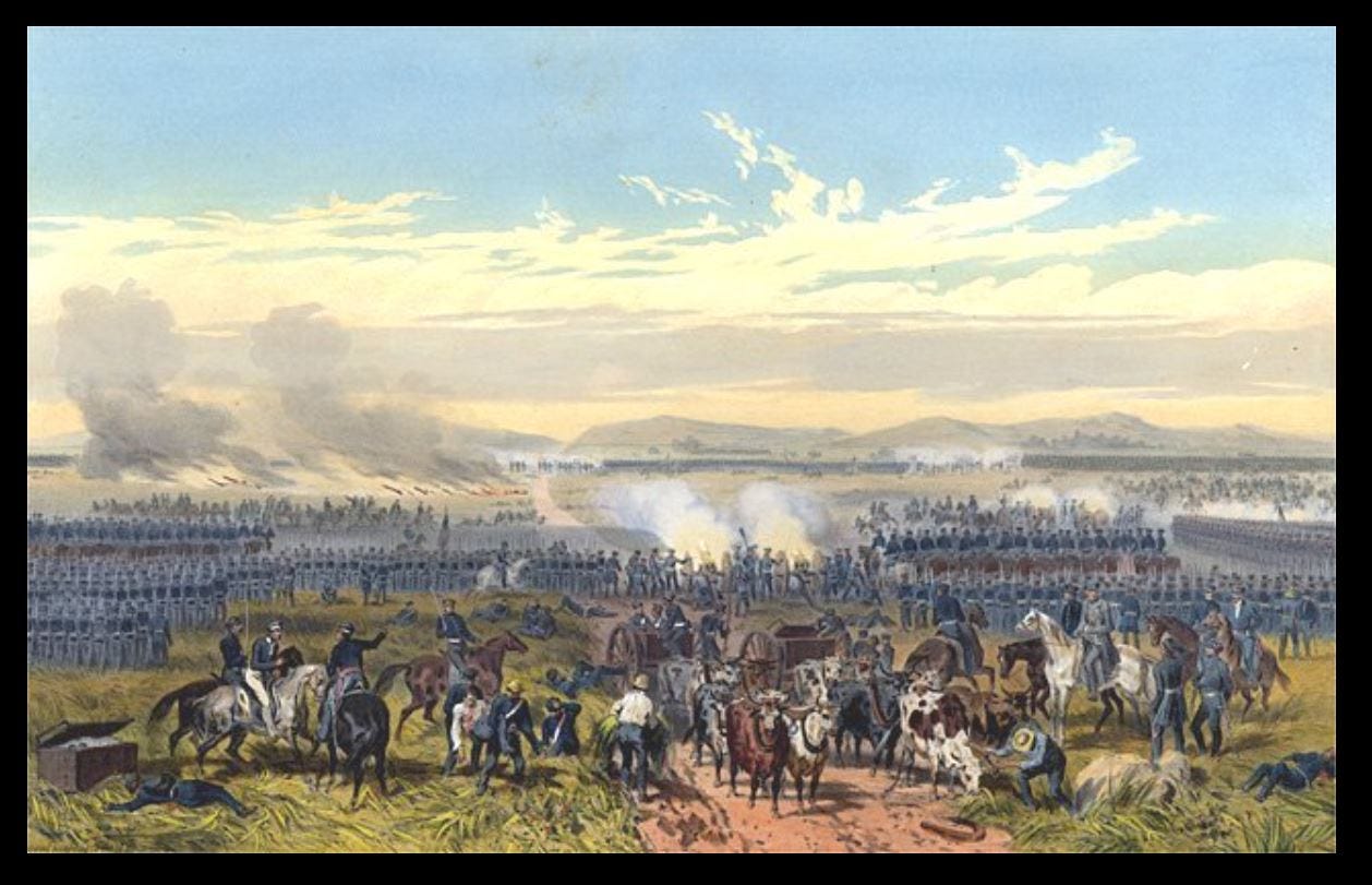 "Battle of Palo Alto," by Adolphe Jean-Baptiste Bayot. The Battle of Palo Alto was fought near Fort Texas soon after the Thornton Affair.