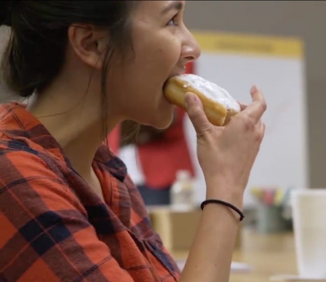 a picture of me eating a donut in a sponsored hallmark video yes that is really what this is a picture of