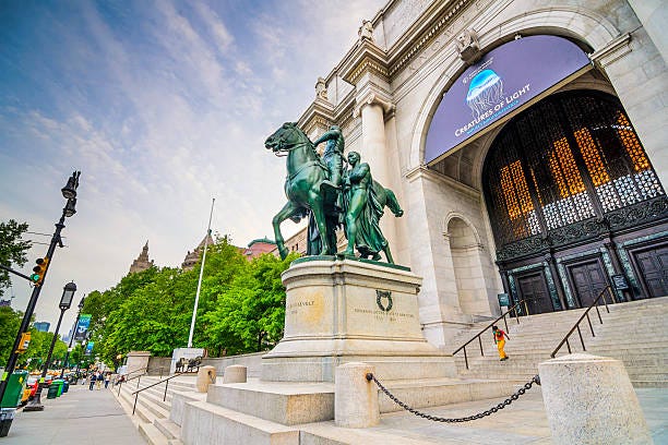 American Museum of Natural History New York City, USA - May 13, 2012: The equestrian statue of Theodore Roosevelt at the American Museum of Natural History in Manhattan. The museum collections contain over 32 million specimens. American Museum of Natural History stock pictures, royalty-free photos & images