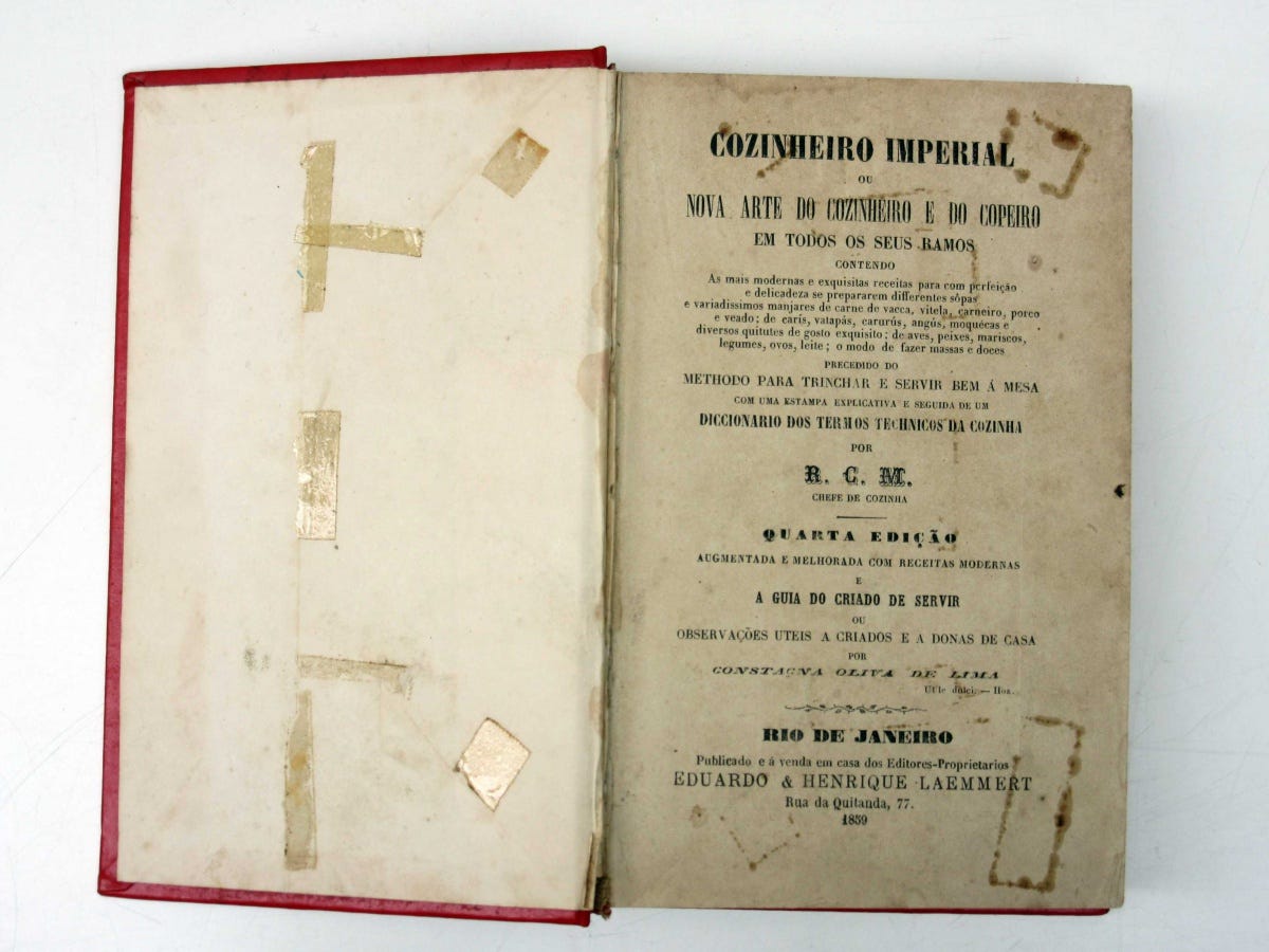 Frontispício da quarta edição do Cozinheiro Imperial, de 1859, pela editora dos irmãos Laemmert.