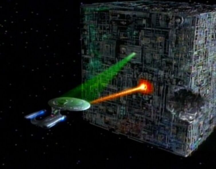 Enterprise-D vs Borg Cube in Q Who | Fandom