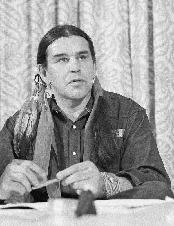 Clyde Bellecourt in 1973. He galvanized aggrieved Native American dissidents and sought to educate the American public about Native American history and culture.