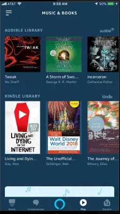 Screenshot of Kindle Books application