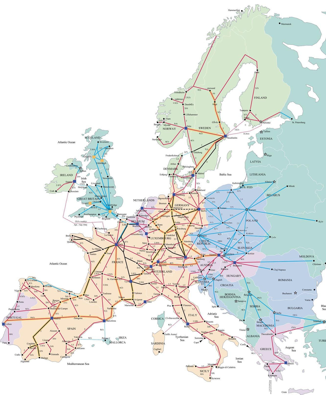 Europe Rail Map - Europe • mappery | Europe train, Train map, European  travel