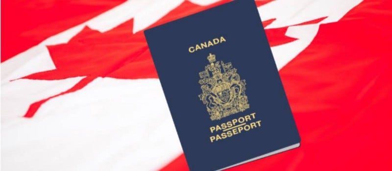 Migration to Canada: Canadian Flag and passport