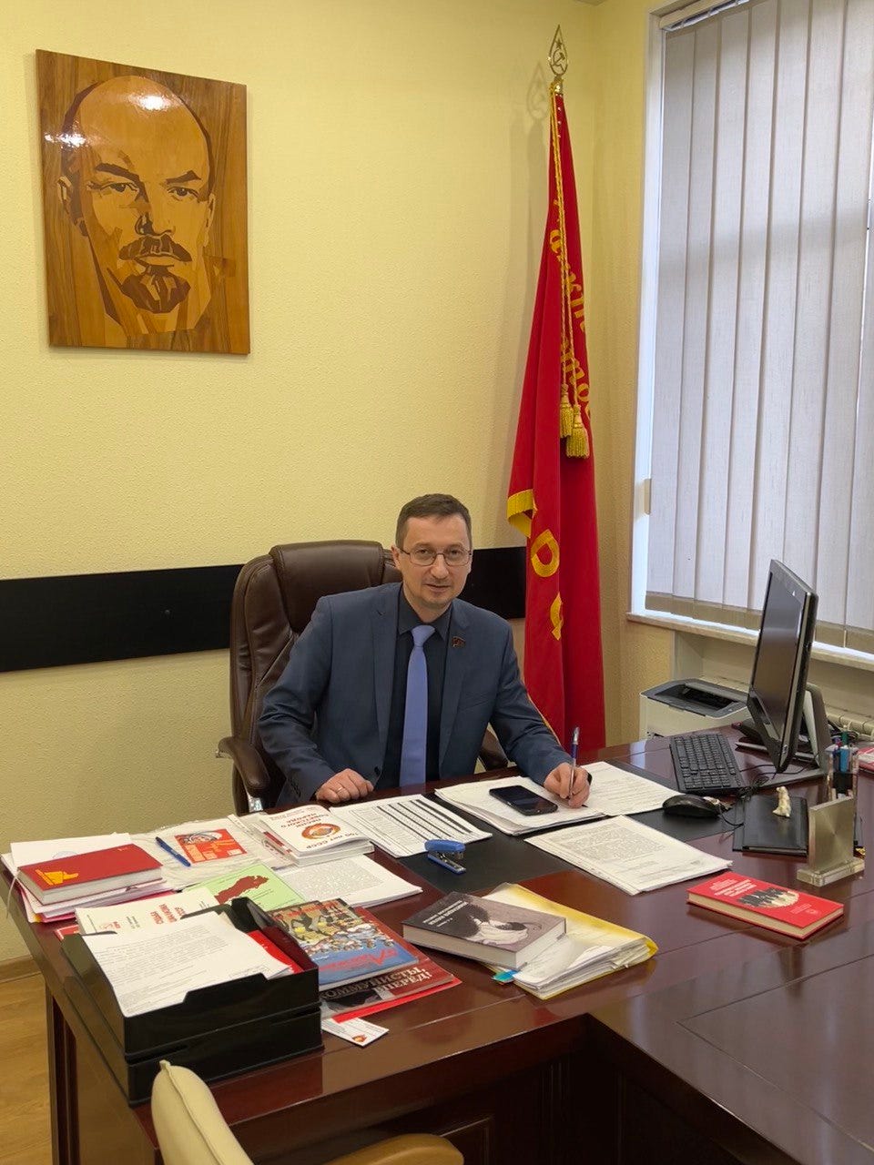 At the KPRF office in Saint Petersburg sits Roman Kononenko, a member of the Presidium of the Central Committee of Communist Party of the Russian Federation (KPRF) and First Secretary of the Saint Petersburg City Committee of the KPRF / credit: Fergie Chambers