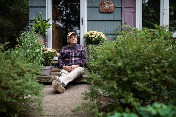 Bill Jacobs, founder of the St. Kateri Conservation Center, outside his house in Wading River, N.Y., on Long Island. 