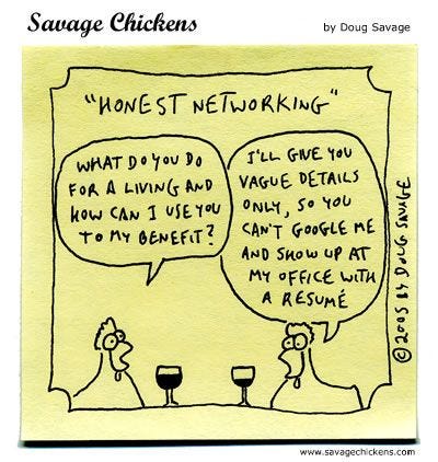 How networking doesn't work ;) Honest Networking Cartoon ...