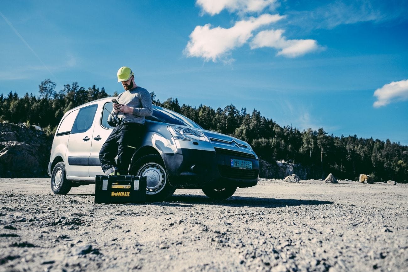 Construction Worker with his van