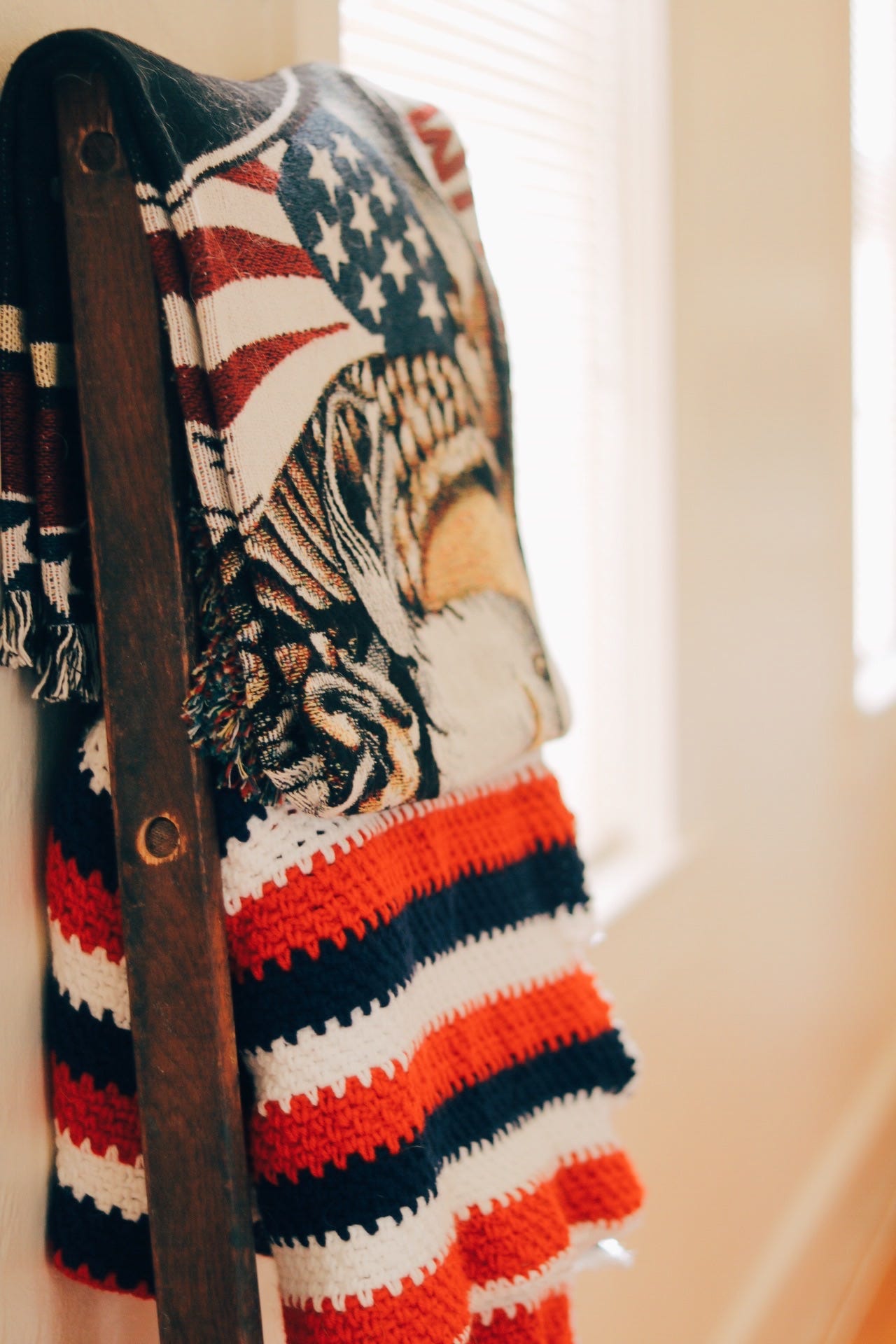  Our blanket ladder lives on the wall behind the couch for now but I’m not sure that it will be it’s permanent home.  