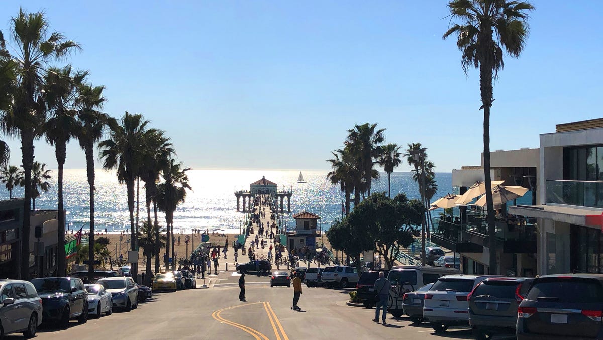 Panoramic wiew from Manhattan Beach Road to Pacific Ocean