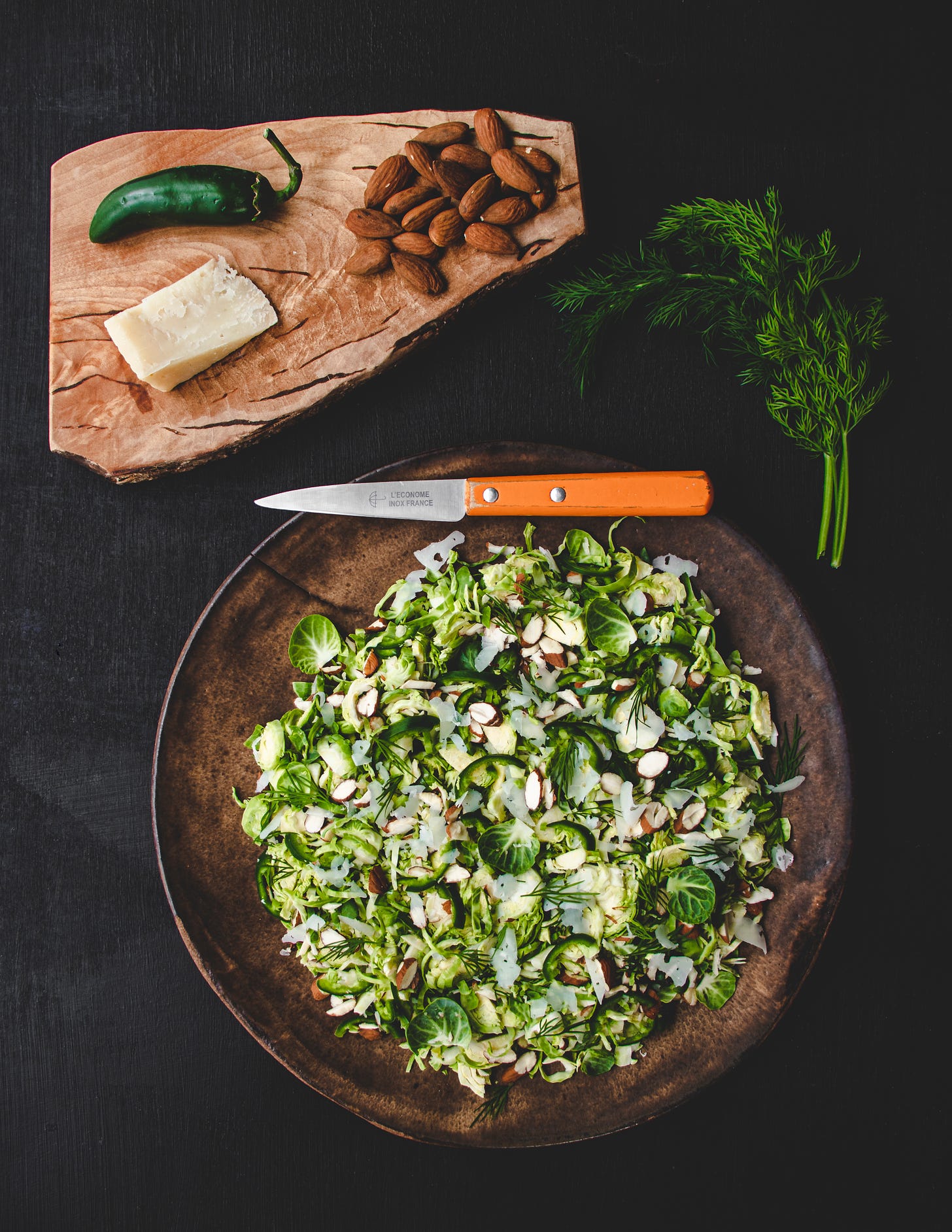 sliced brussels sprouts salad