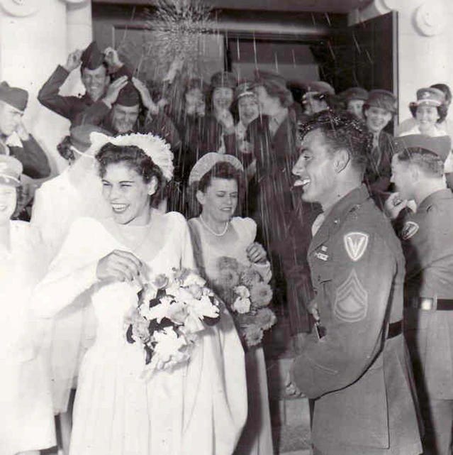 John Basilone and Lena Basilone on their wedding day July 10, 1944