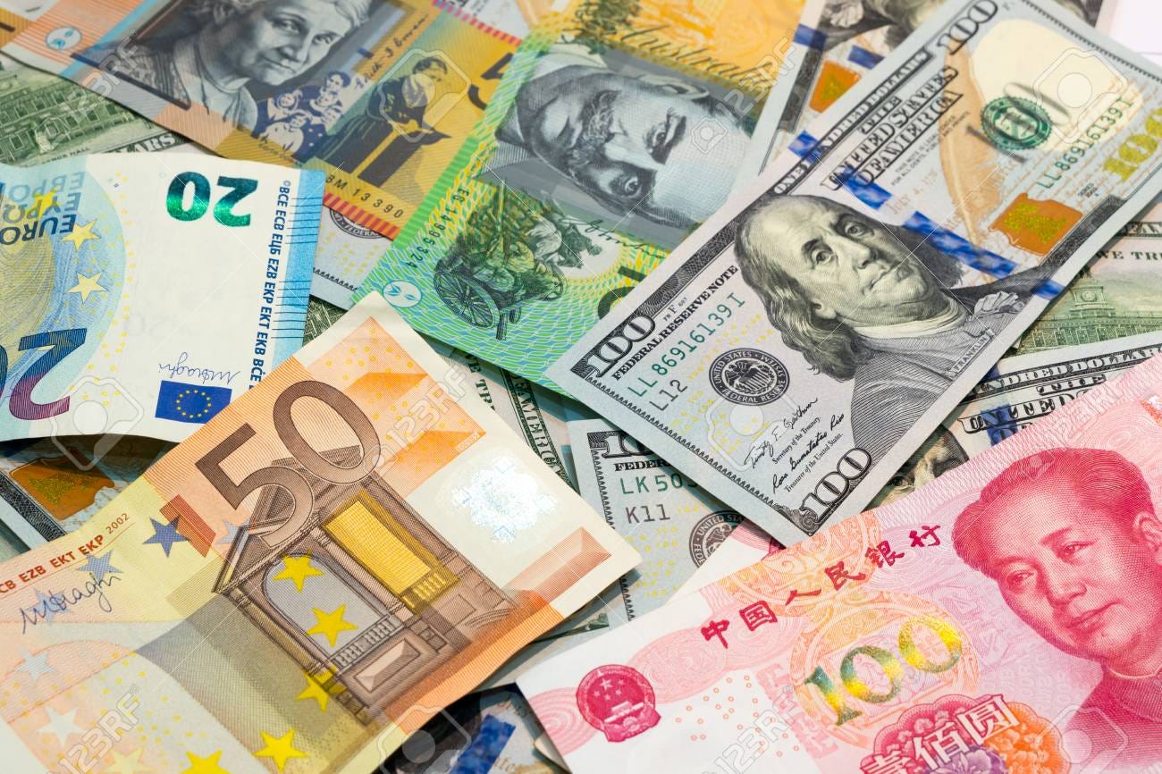 World's Major Currencies American Dollar, Euro Money, Australian Dollar And  Chinese Yuan As Money Background. Stock Photo, Picture And Royalty Free  Image. Image 100806804.