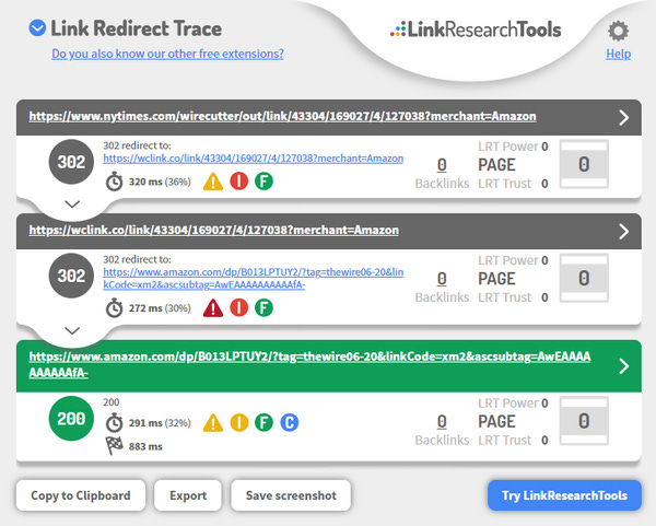 Link Redirect Trace browser extension is awesome by the way.