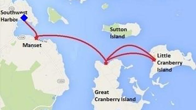 Cranberry cove passenger ferry route map
