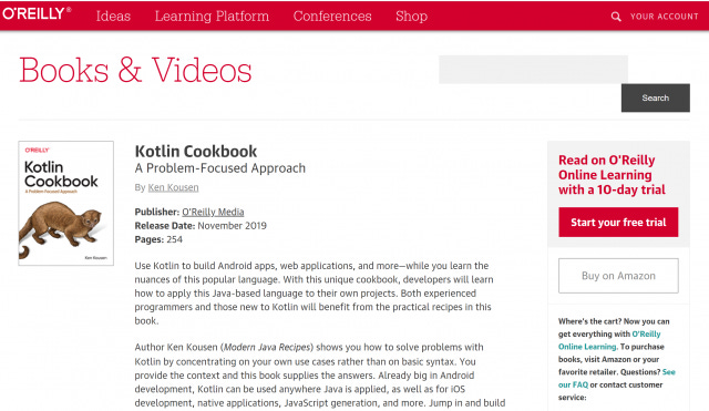 Kotlin Cookbook page at O'Reilly