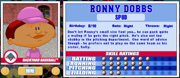 Image result for ronny dobbs backyard baseball 2001