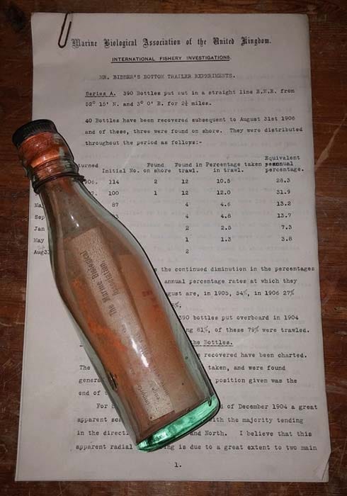 One of Bidder’s bottles used to study ocean currents. 