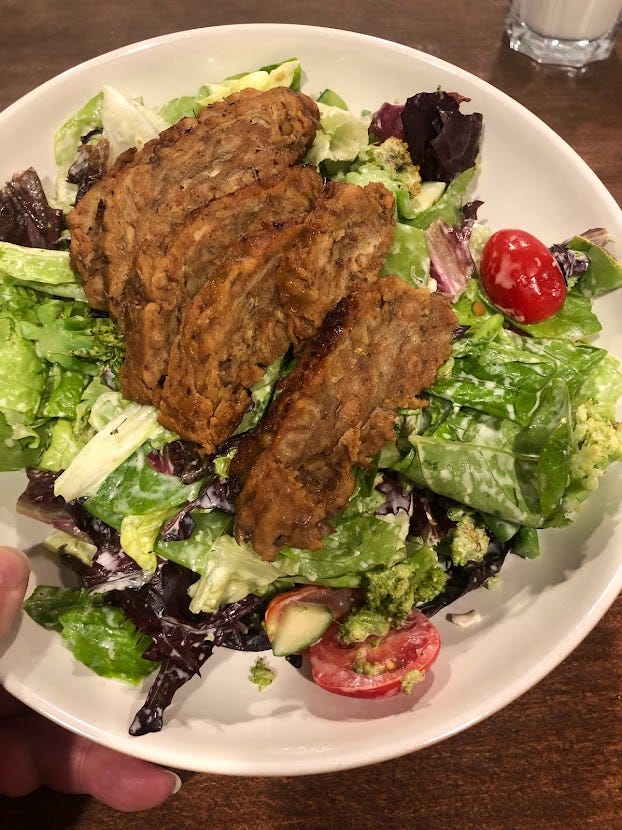a picture of a seitan steak salad