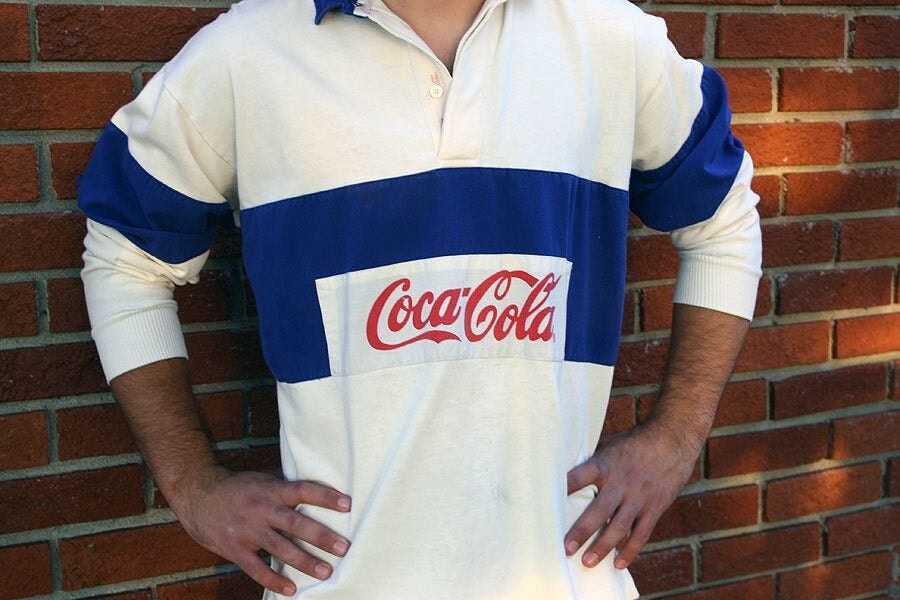 Vintage 1970's COCA COLA Rugby Shirt