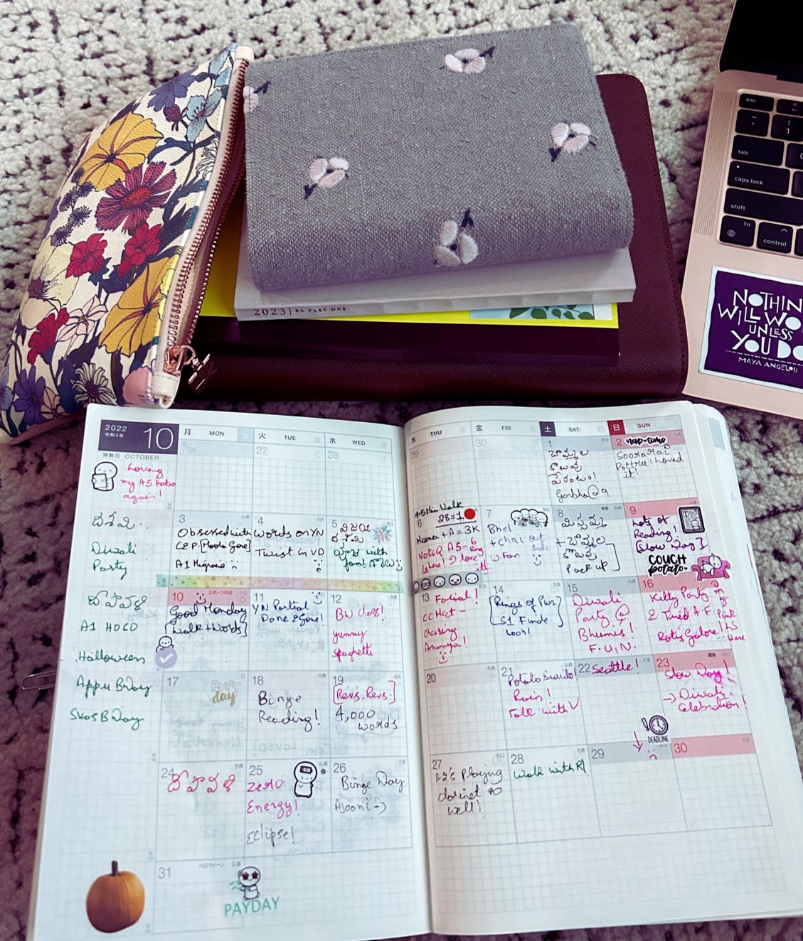 Monthly spread planner