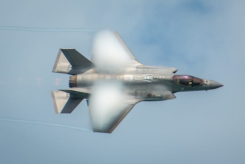 Photo of an F-35 breaking the sound barrier