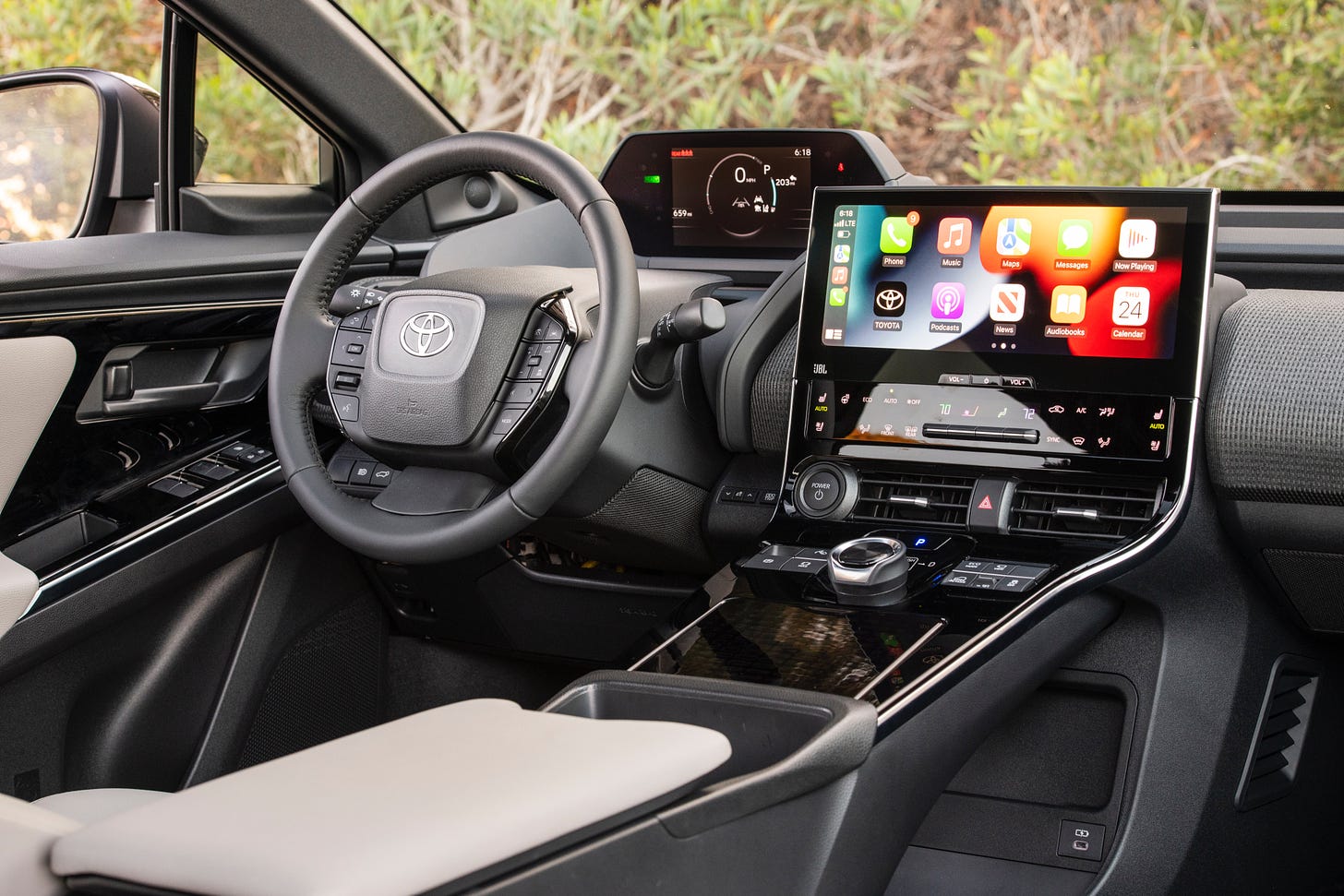 2022 Toyota bZ4X interior showing Apple CarPlay