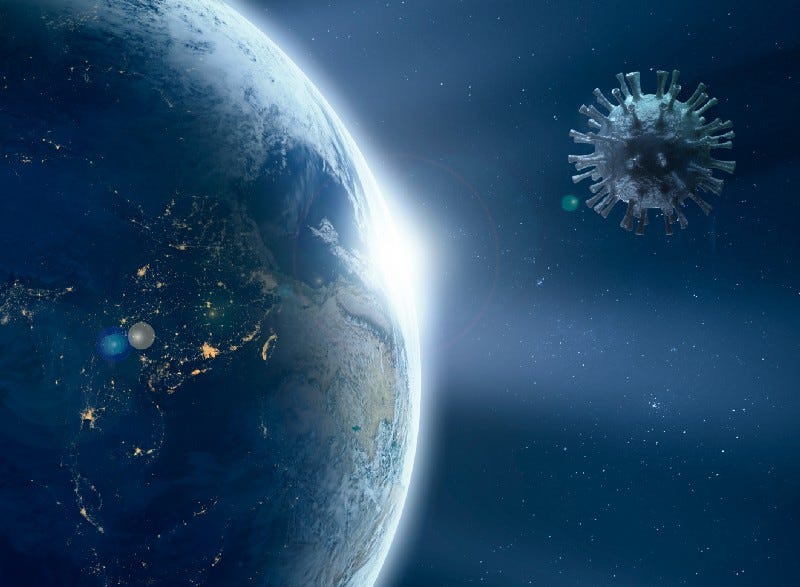 Corona virus in space approaching earth