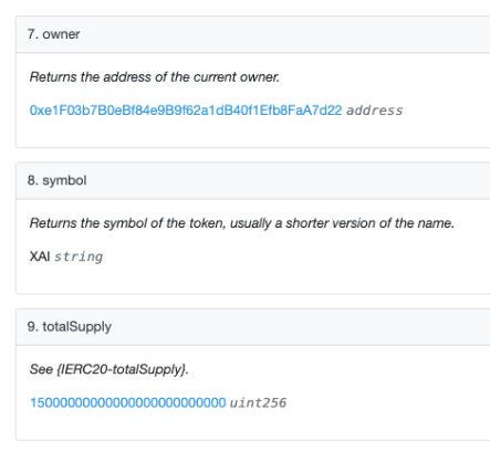 Etherscan_XAI_contract_owner
