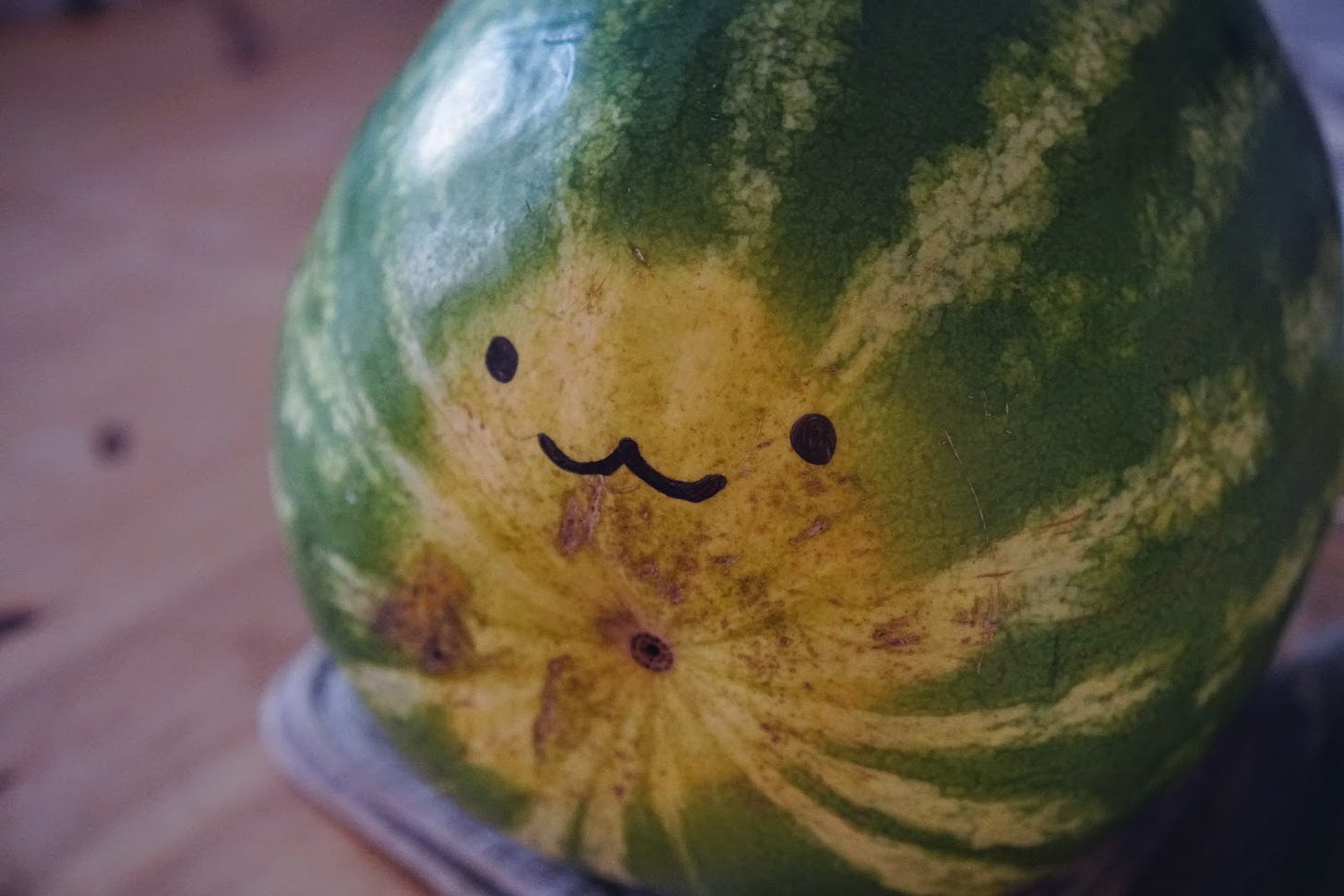 A watermelon with a face