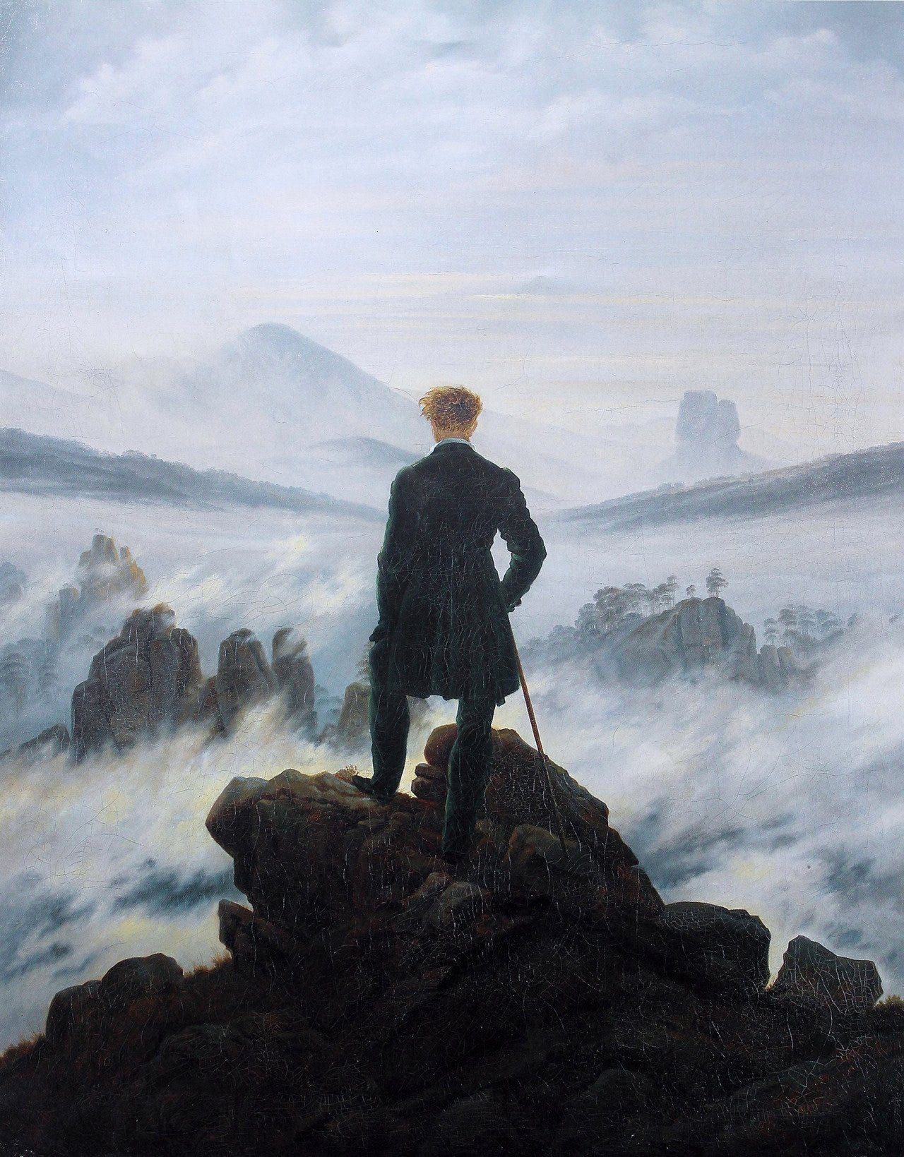 The wanderer above the sea of fog, 1818, Caspar David ...