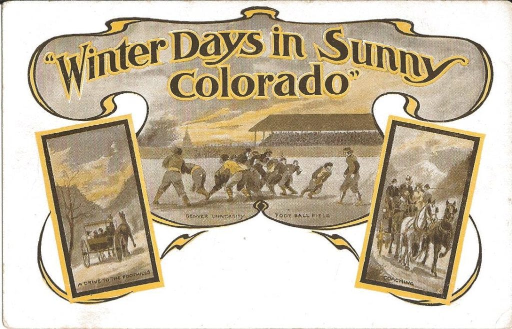 Before skiing gained popularity as a recreational sport, University of Denver football games were the place to be seen.