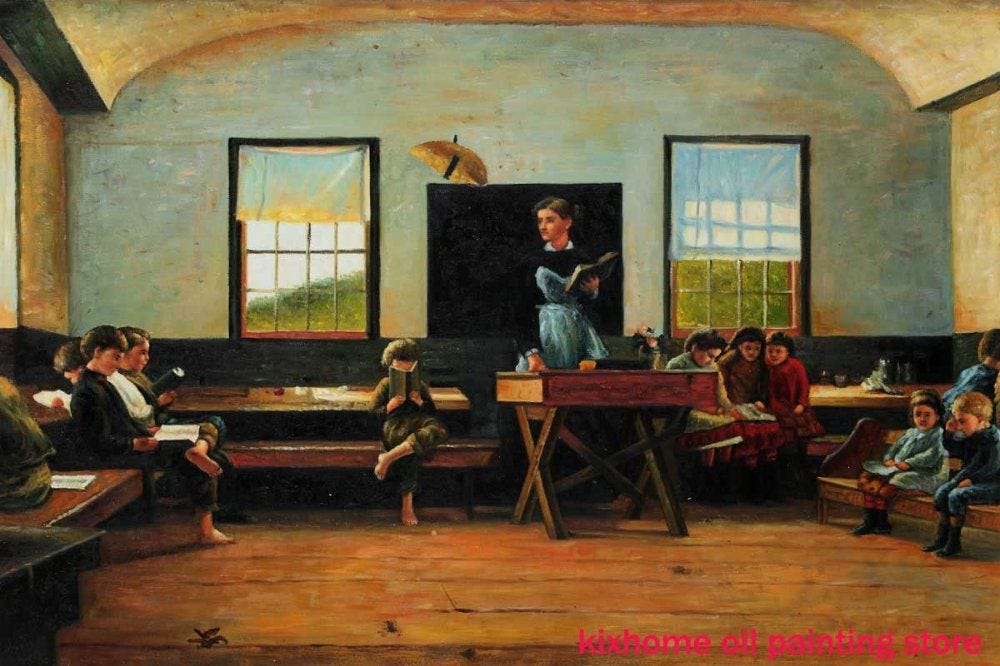 Museum quality Winslom HomerThe Country School,hand painted realist scenery oil paintings on ...