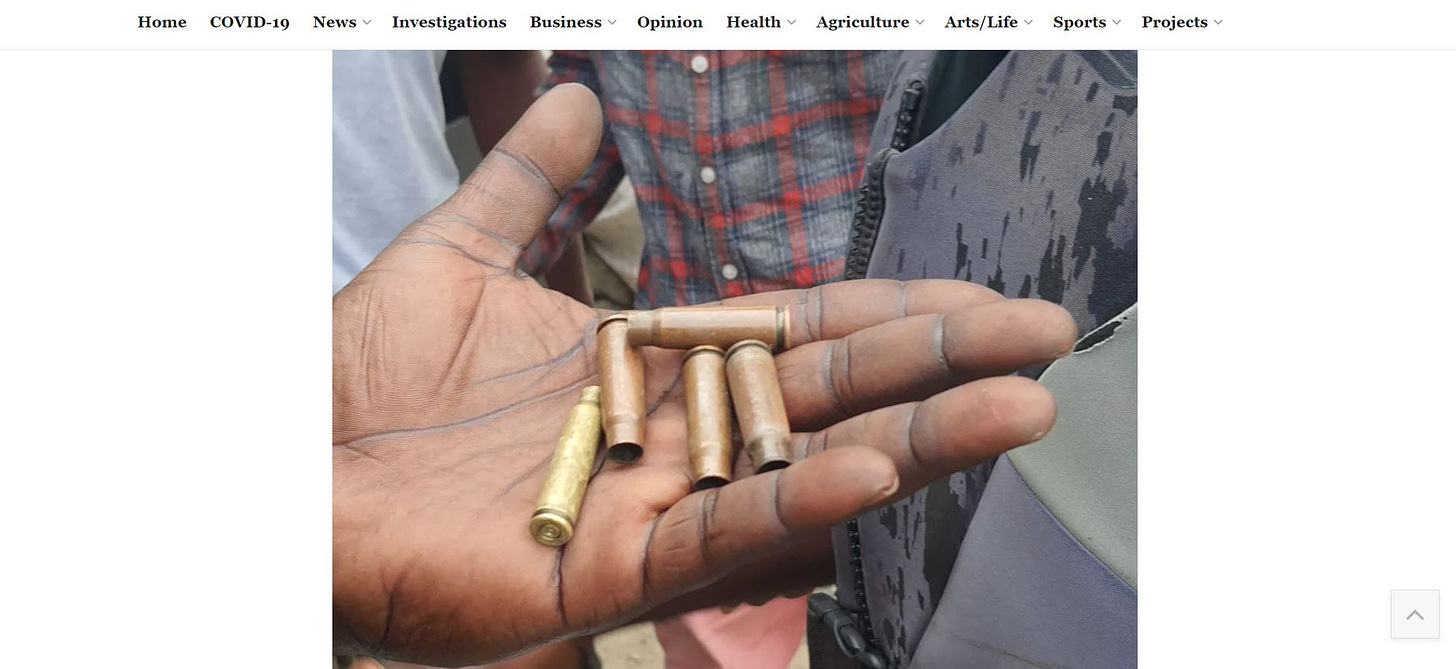 A screenshot of the bullets presented on the Premium Times website